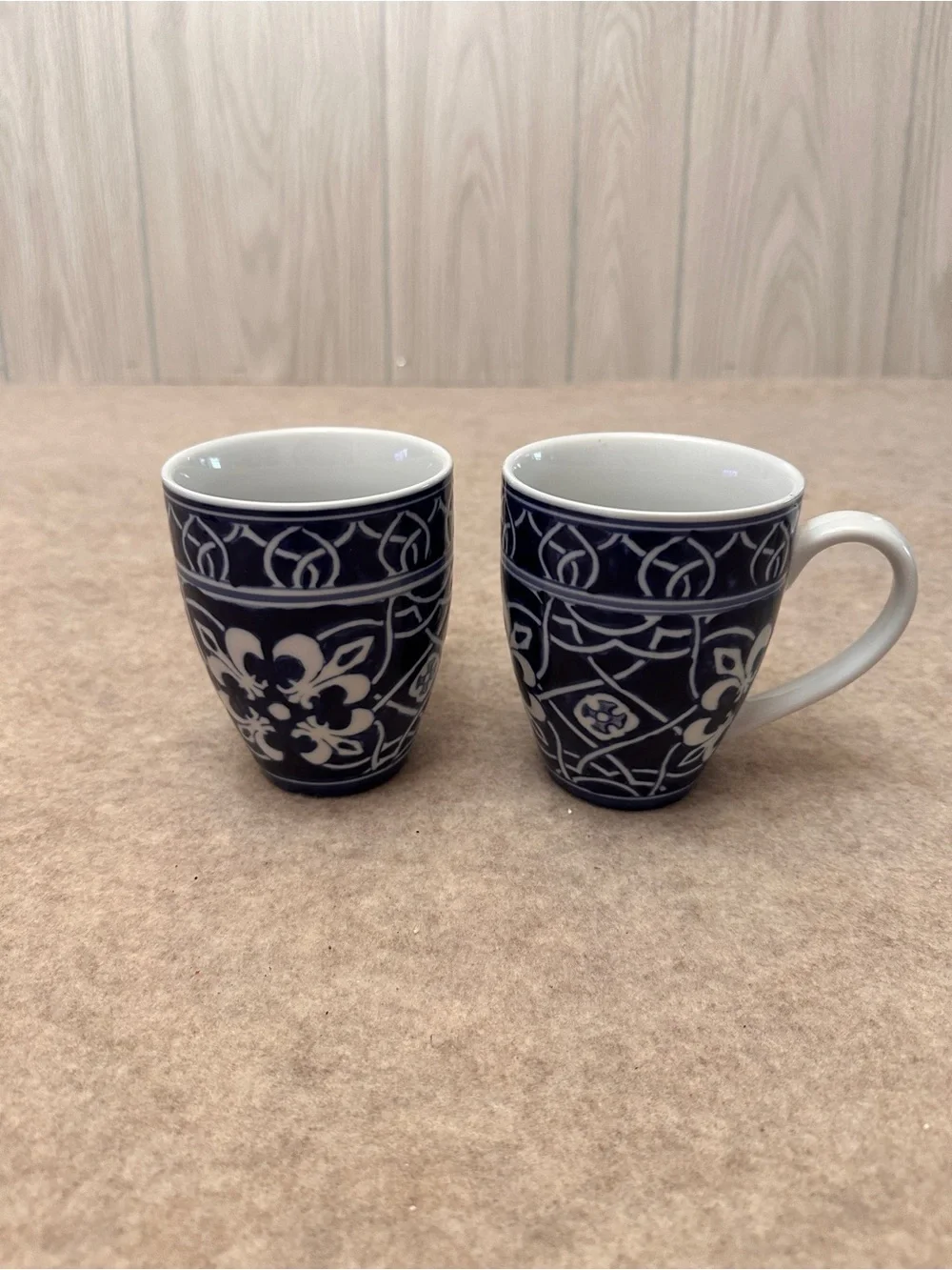 Target Home Catalina Medallion Cobalt Blue and White Porcelain Coffee Mugs Set